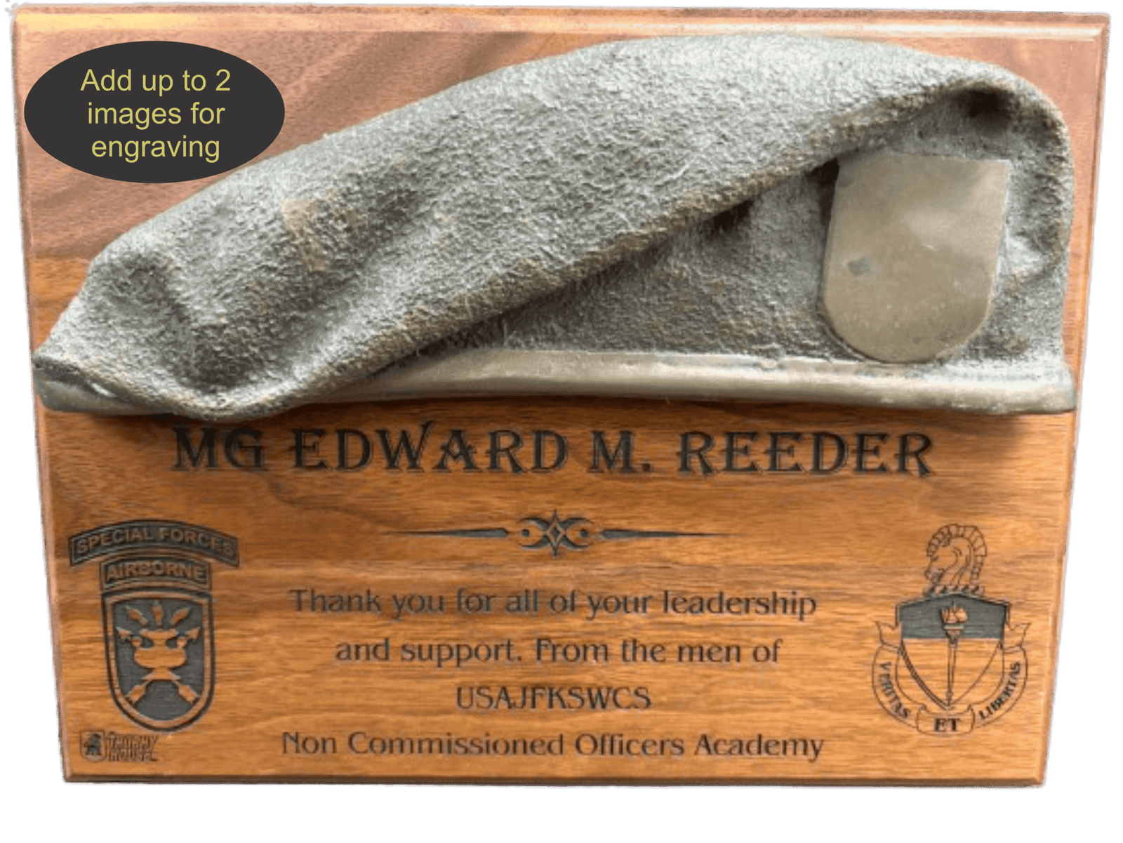 9x12 Walnut Plaque - with Bronze Cast Beret