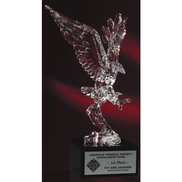 Acrylic Eagle On Marble Base - Landing