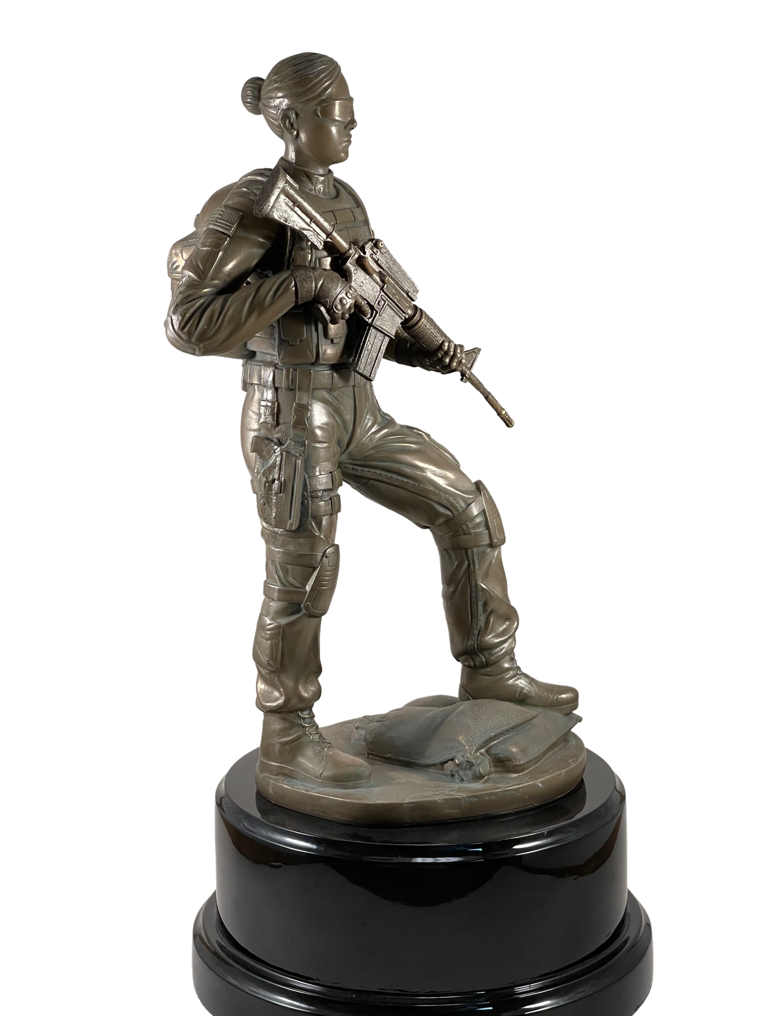 12" Female Combat Soldier on Black Base