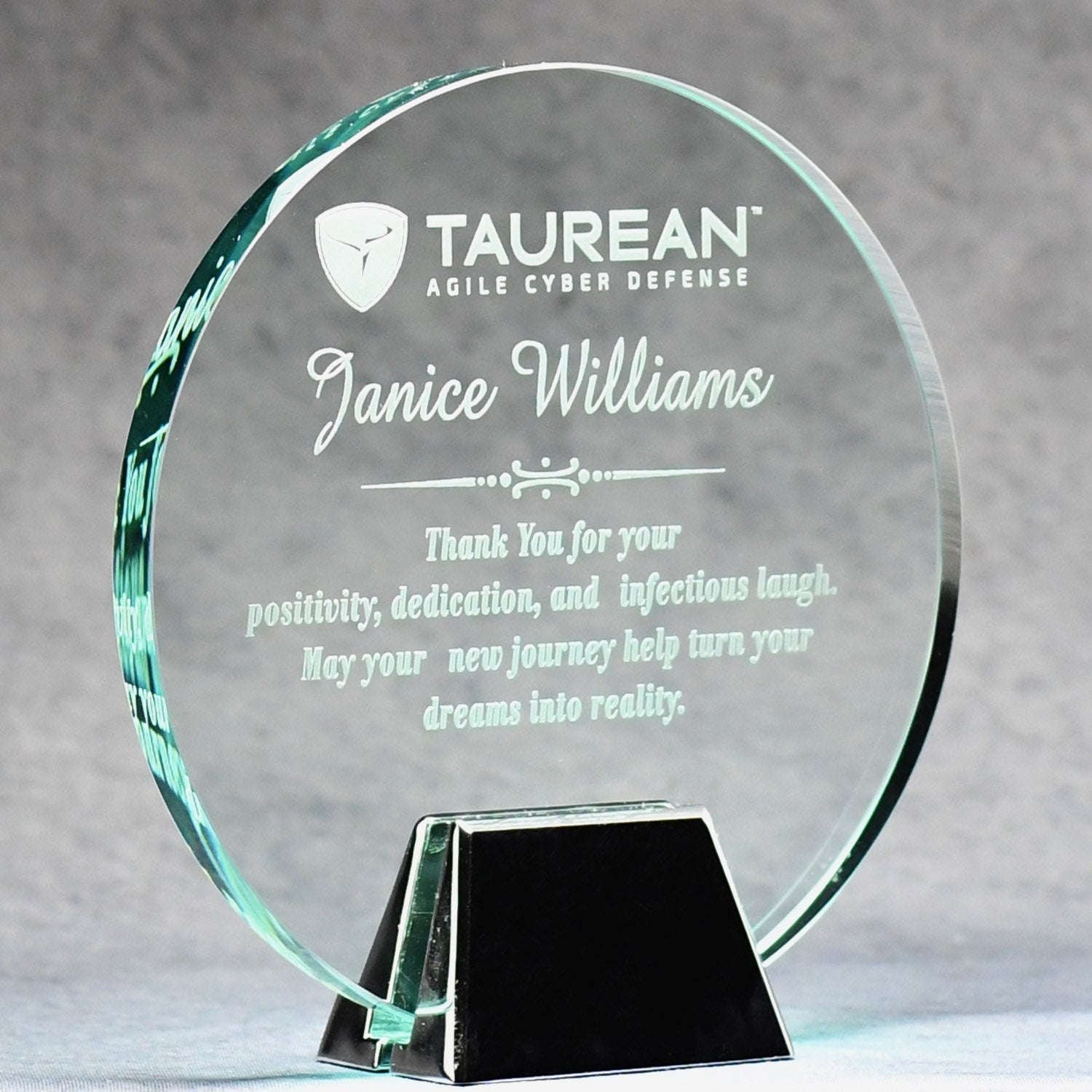 Jade Glass Circle With Chrome Stand
