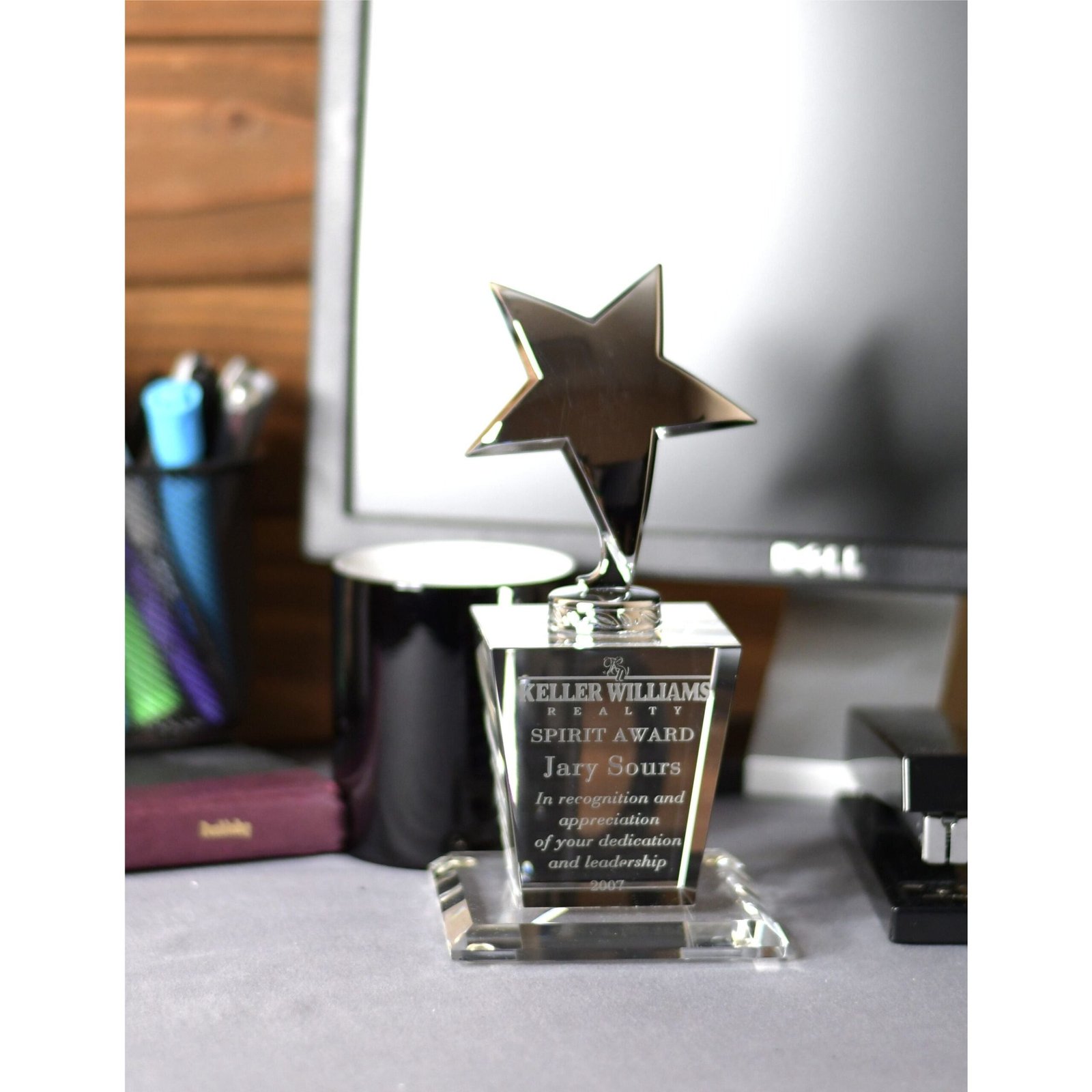 Optic Crystal Base With Silver Metal Star